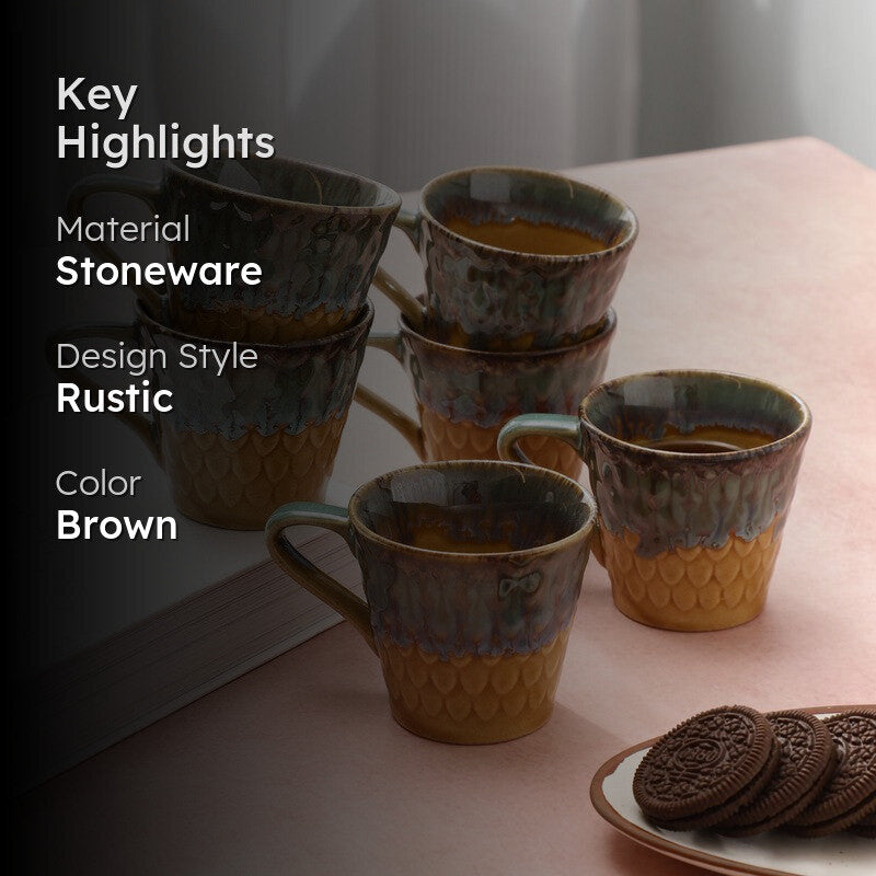 Rustic Stoneware Tea Cup (120 mL Each) - Set Of Six media 2