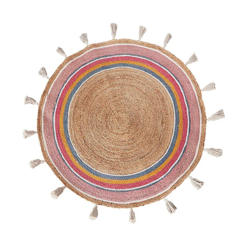 Pink Rustica Braided Jute Area Rug media 1
