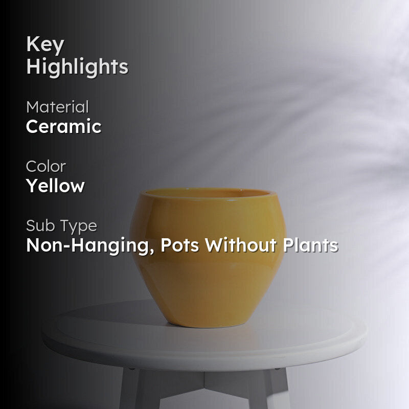 Ugaoo Apple Yellow Ceramic Pot- Medium media 2
