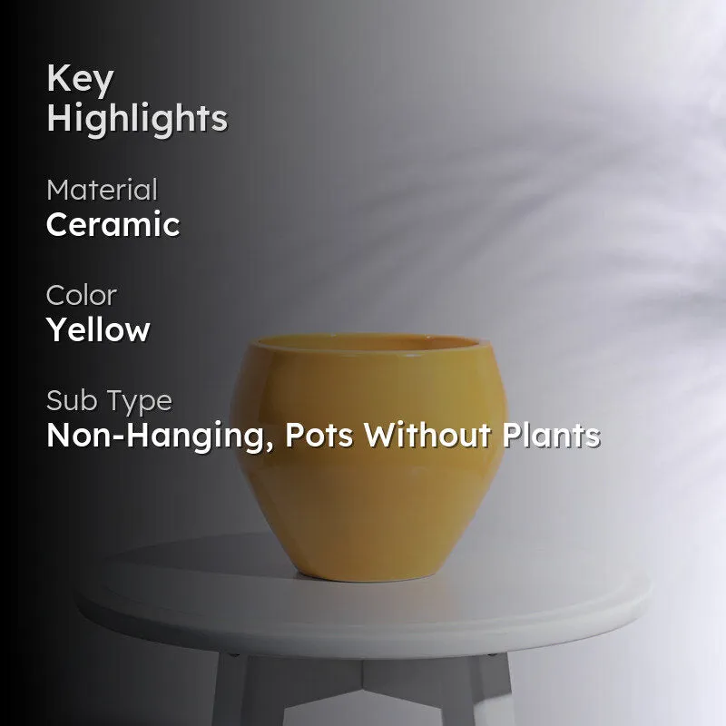 Ugaoo Apple Yellow Ceramic Pot- Medium media 2