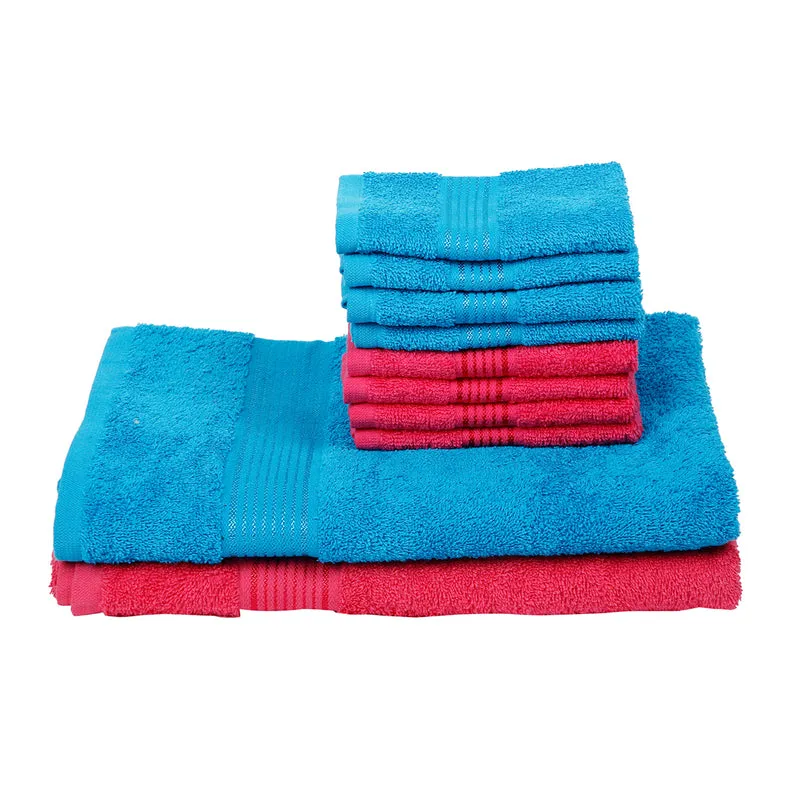 Comfora Bath & Face Towel Set (Blue,Pink) - Ten Piece Set media 3