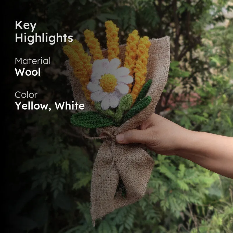 Crochet Handmade Sunflower Bouquet (Yellow,White) - Set Of Seven media 2