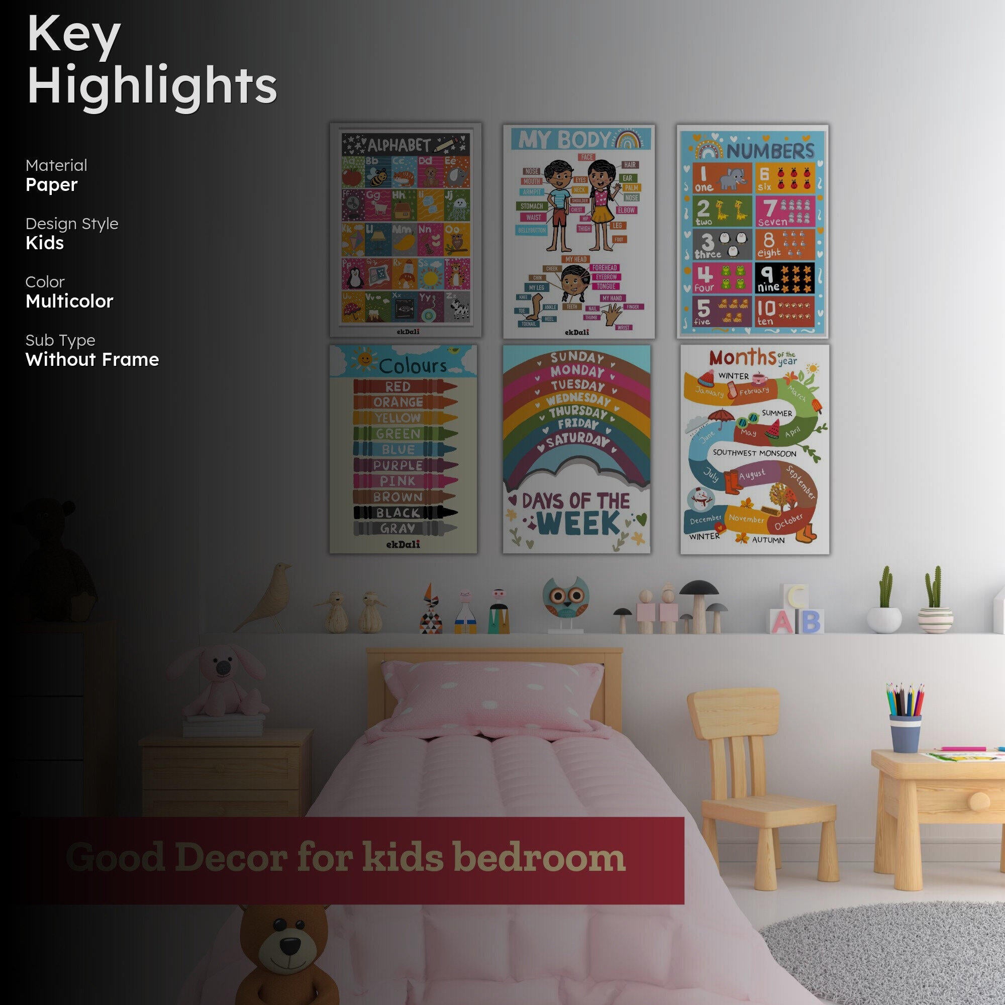 Fun Learn Wall Poster - Set of Six media 2