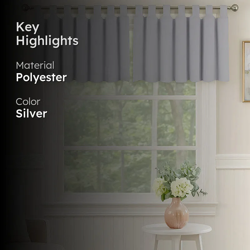 Tab Tale Flat Curtain Valance (Silver) - Set Of Two media 2