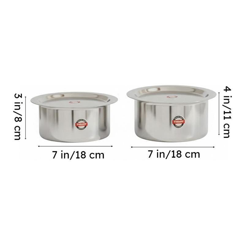 Demure Stainless Steel Pateela With Lid (1000 mL & 1400 mL) - Set of Two media 8