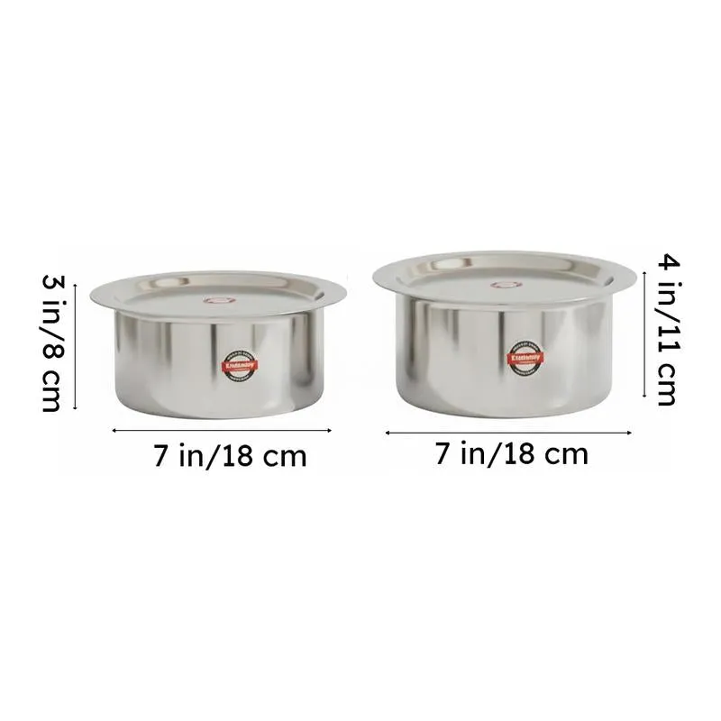 Demure Stainless Steel Pateela With Lid (1000 mL & 1400 mL) - Set of Two media 8