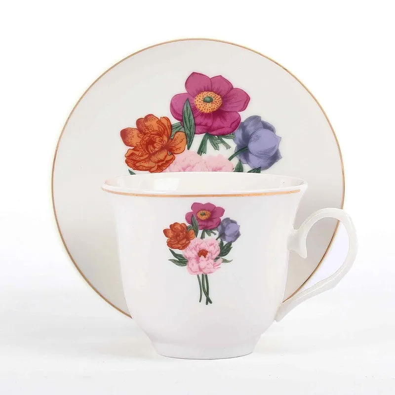 Eden 24k Gold Brushed Porcelain Tea Cup (300 mL Each) -  Twelve Piece Set media 4