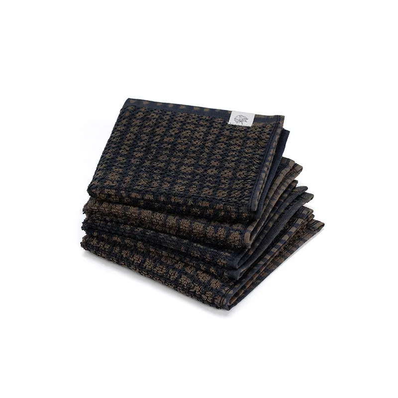 Madras Terry Cotton Face Towel (Dark Wood) - Set Of Four media 4