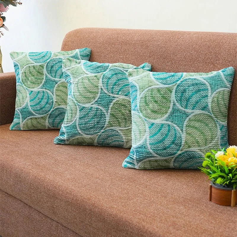 PetalPrism Cushion Cover (Sky Blue) - Set Of Three media 4