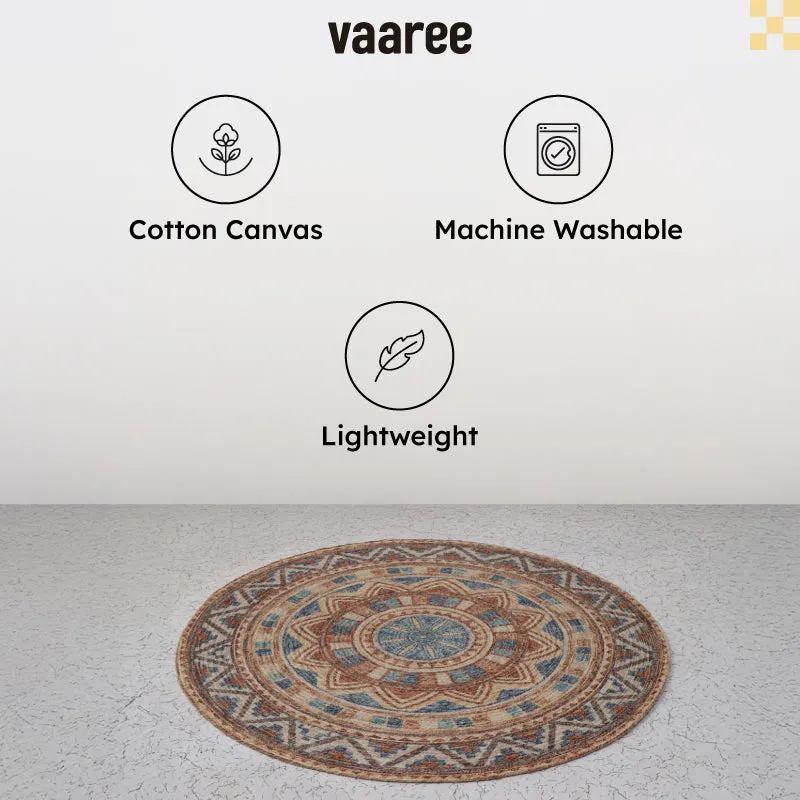Mandala Boho Round Cotton Rug media 9
