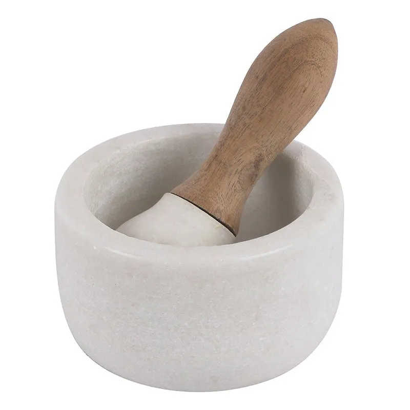 Crushique Marble & Wood Mortar & Pestle (White) - 100 ML media 3