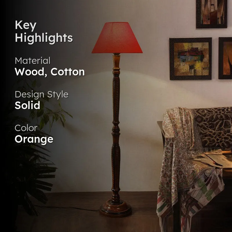 Hima Vintage Wooden Floor Lamp - Orange media 2
