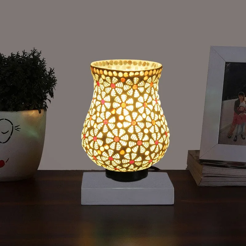 Rayelle Mosaic Glass Table Lamp With Wooden Base - Multicolor media 1
