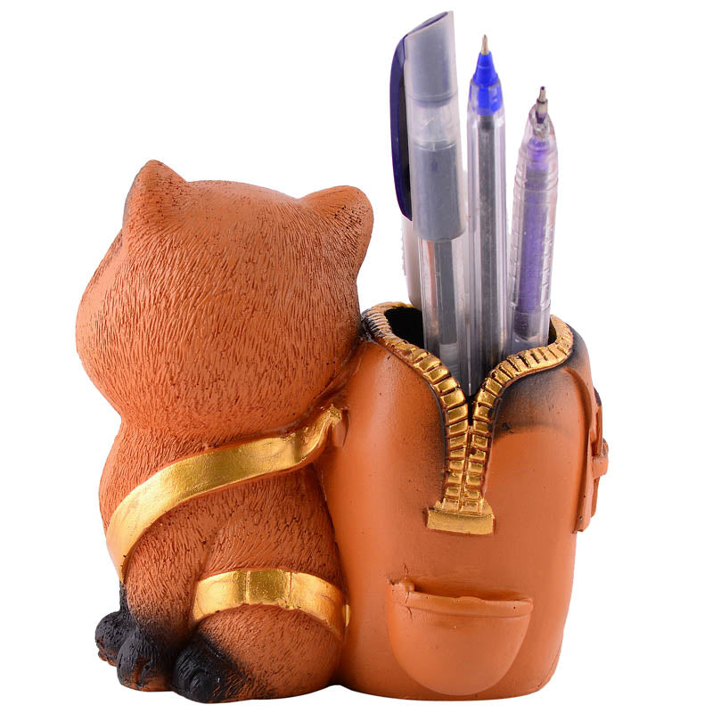 Meow & Mark Painted Polyresin Pen Stand - Brown media 5