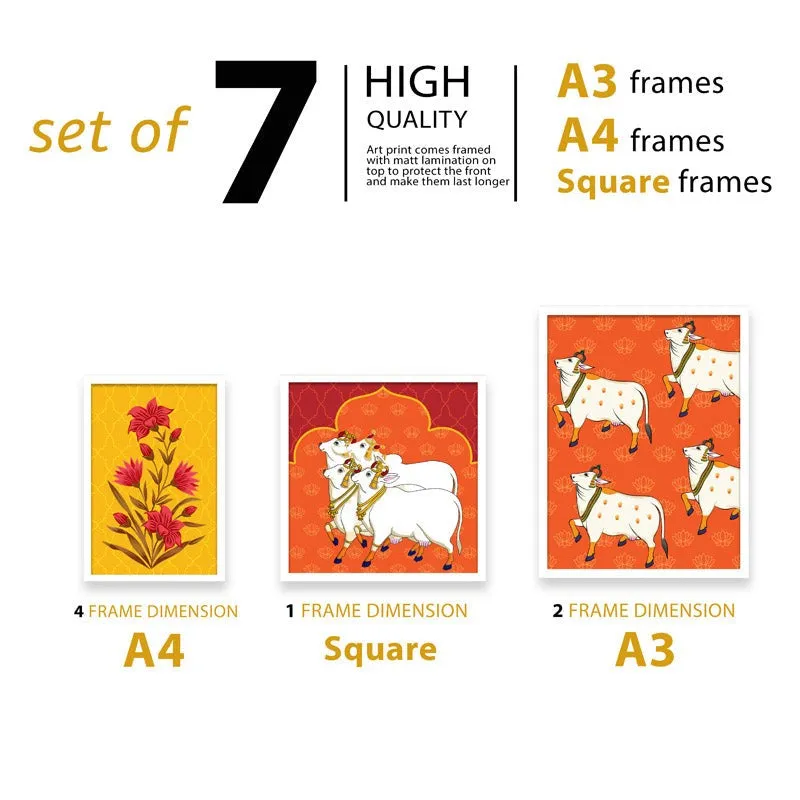 Pichwai Delight Wall Art - Set Of Seven media 6
