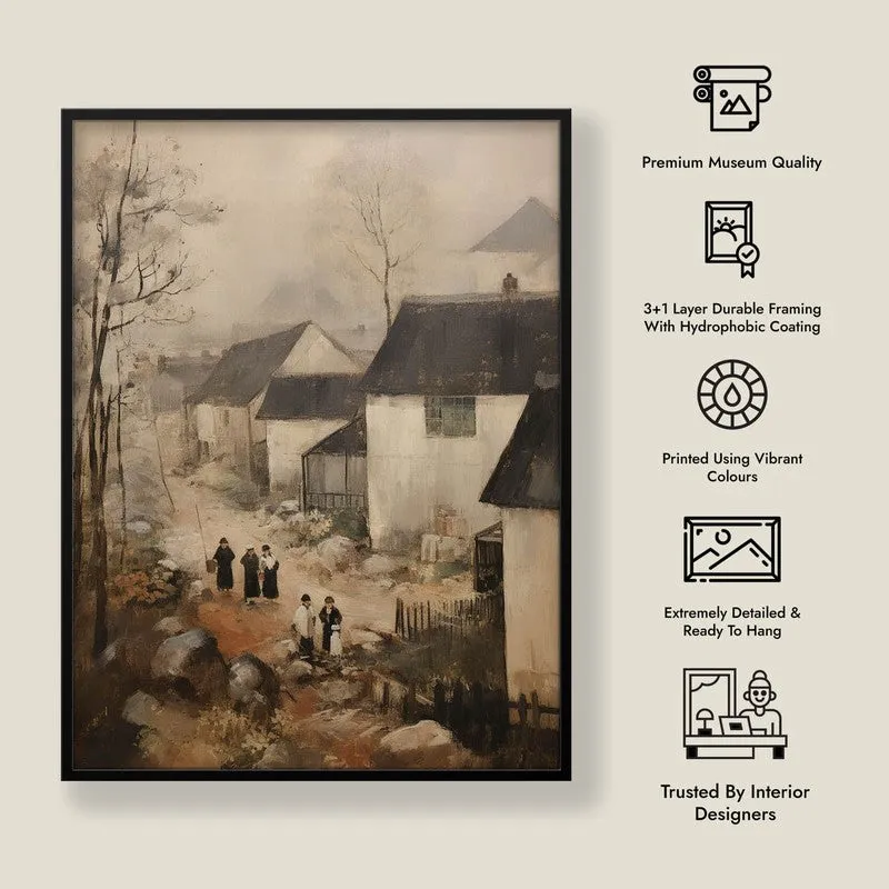 Winter Cottages Archival Canvas Wall Art - Black Frame media 8
