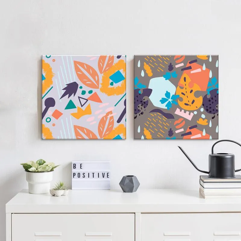 Foliage In Form Canvas Wall Painting - Set Of Two media 3