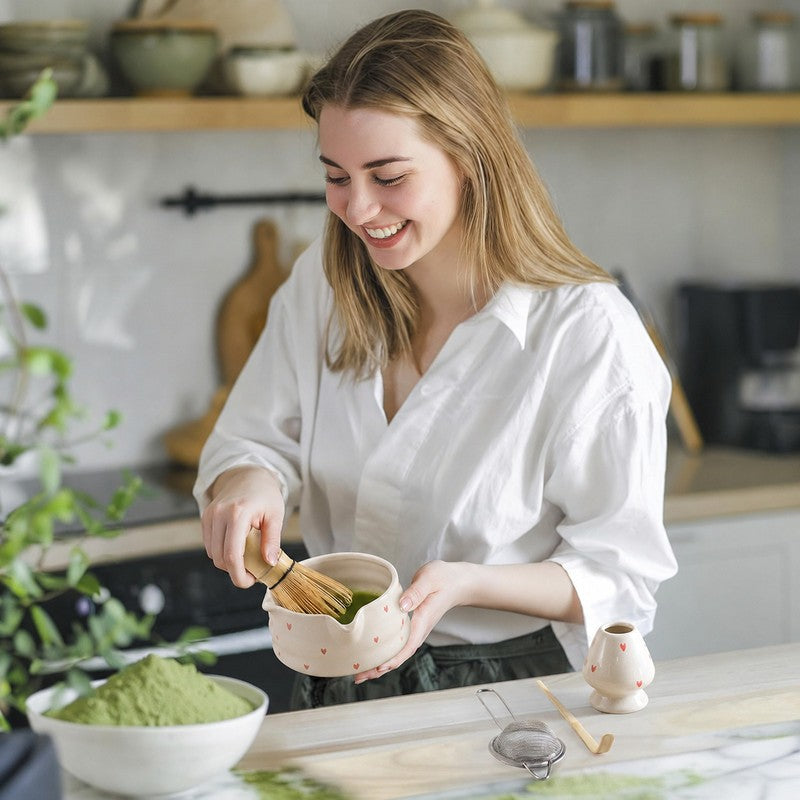 Kokoro Ceramic Matcha Bowl & Whisk Holder Set (450 mL) - Two Piece Set media 3
