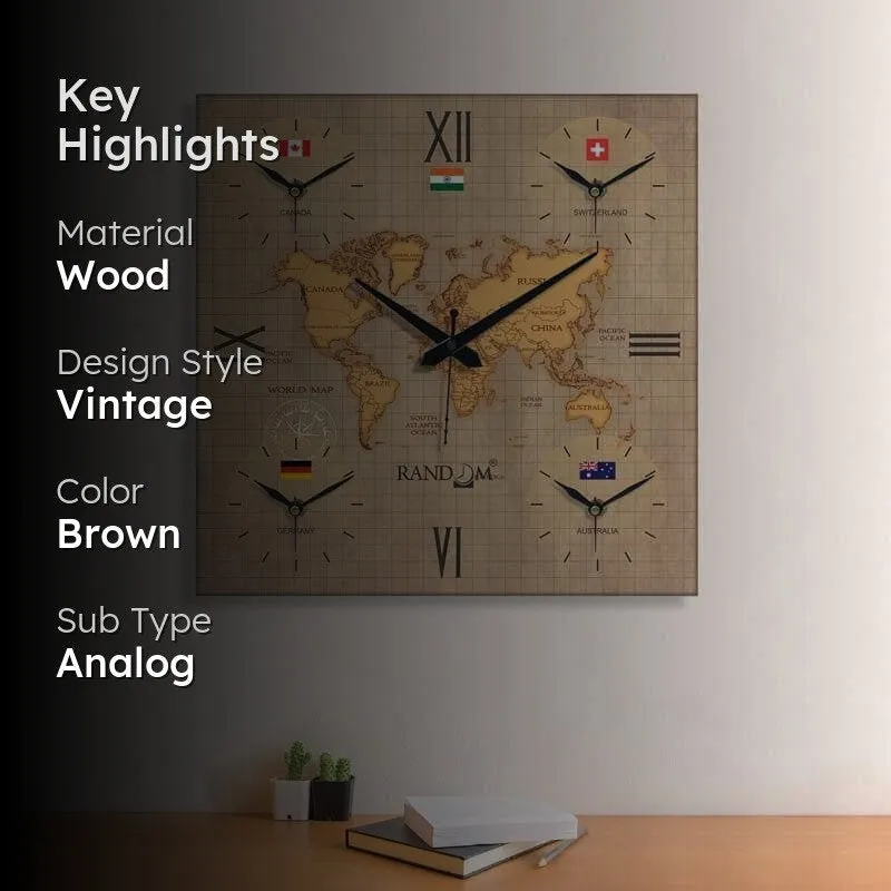 Around The World In 24 Hours Wall Clock - Brown media 2