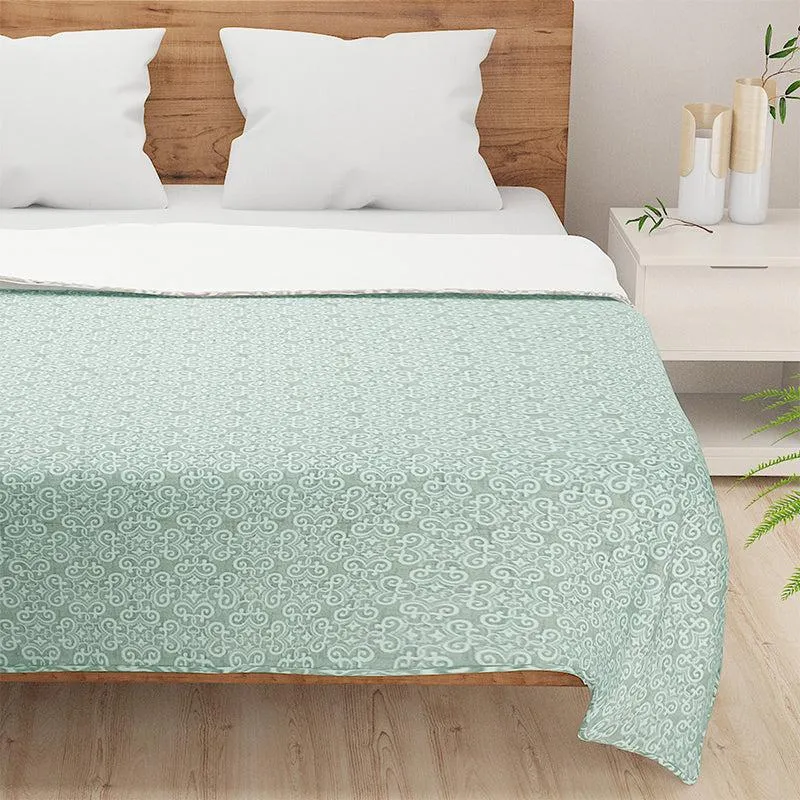 Swayam Sienna Floral Cotton Dohar (Green) - 110 GSM media 3