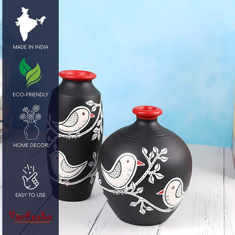 Neel Pakhi Handpainted Terracotta Vase - Set Of Two media 6