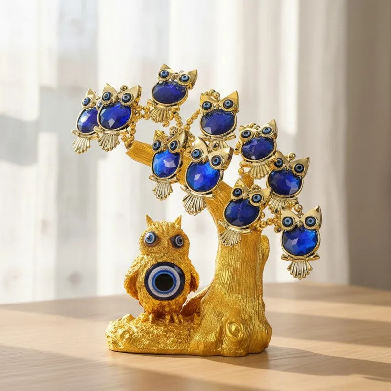Sapphire Owl Evil Eye Resin Showpiece media 3