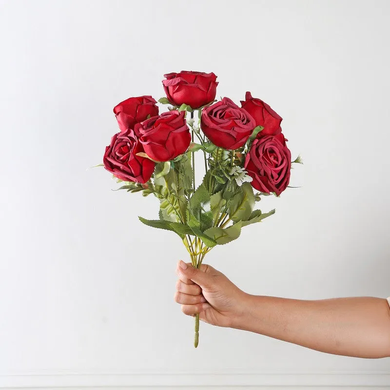 Petaluxe Rose Fabric Artificial Flower - Red media 4