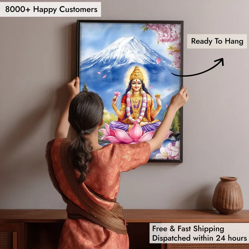 Bhagyalaxmi Spiritual Archival Paper Wall Painting With Frame - Black media 6