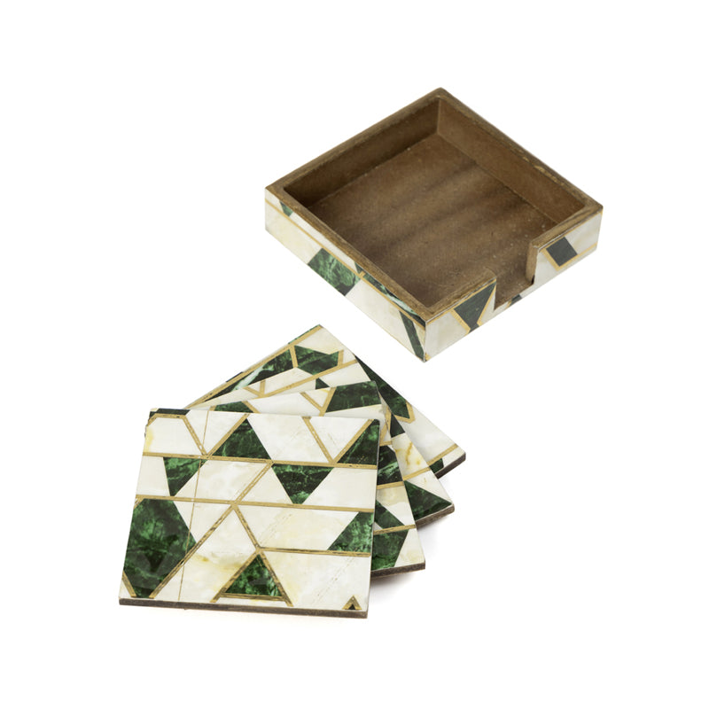 Green Block Coaster With Stand - Five Piece Set media 4