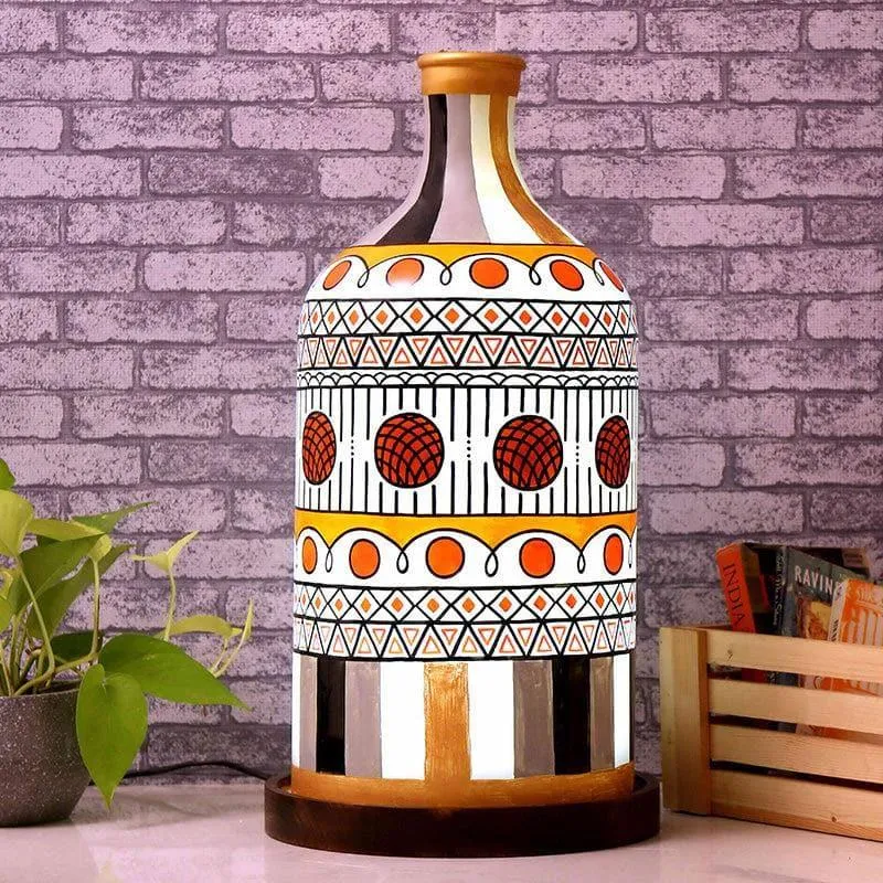 Mirza Traditional Hand Painted Glass Table Lamp - Multicolor media 3