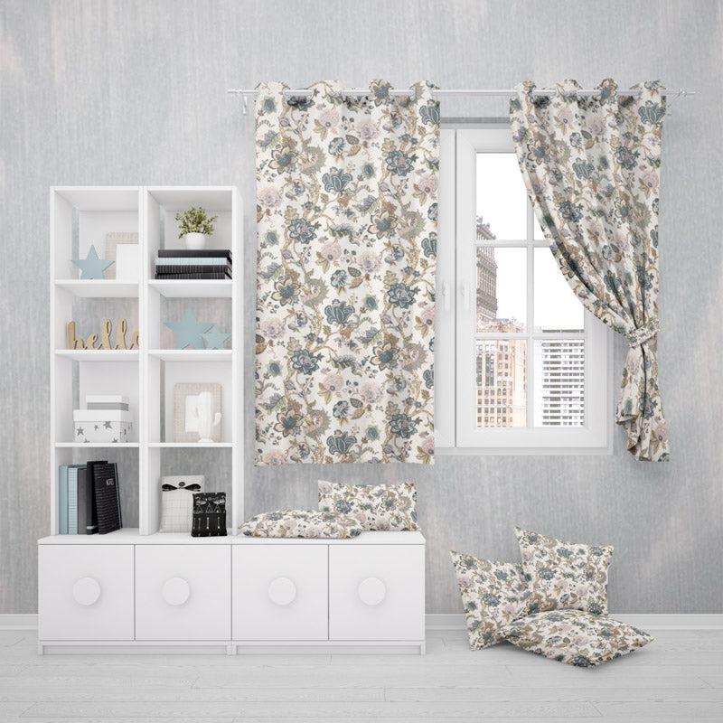 Mivaana Floral Curtain - Creamy Blue media 6