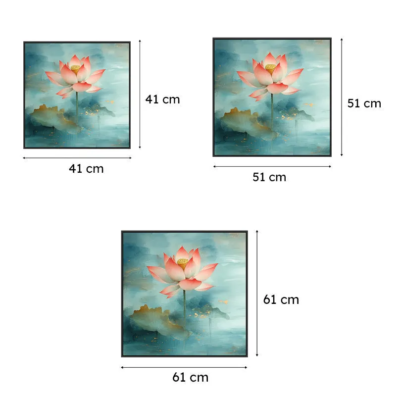 Faded Padma Canvas Wall Painting With Frame - Black media 7