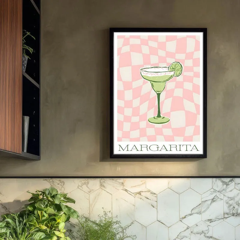 PinkCheck Margarita Archival Canvas Wall Art - Black media 3