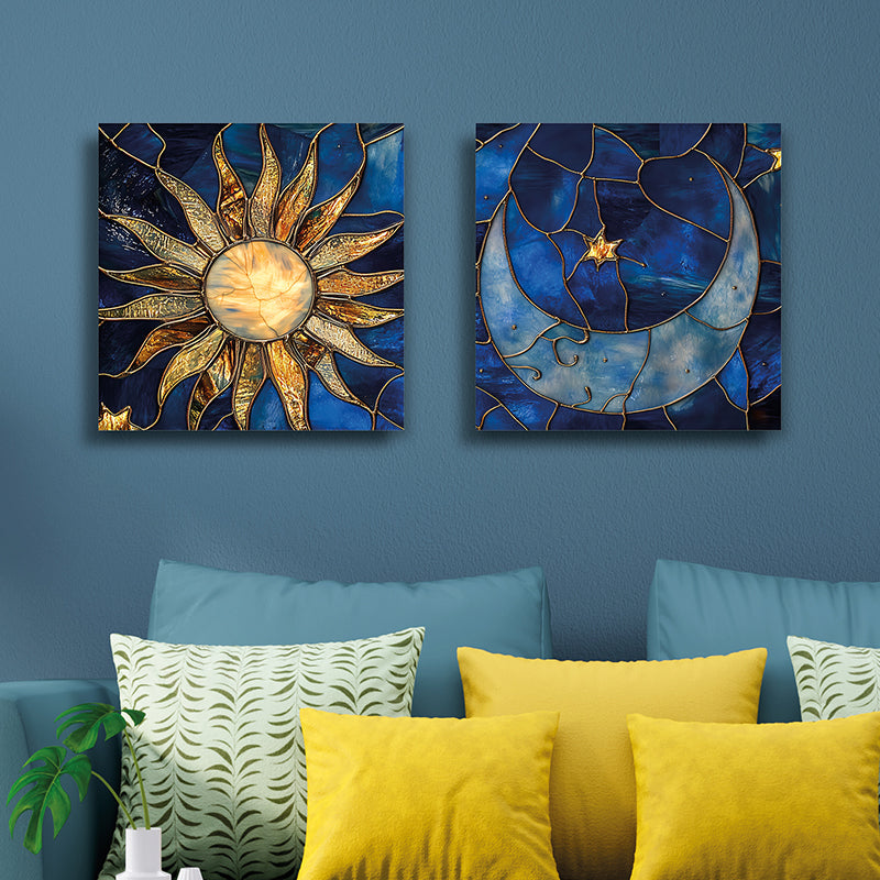 Celestial Mosaic Cotton Canvas Wall Art - Set Of Two media 5
