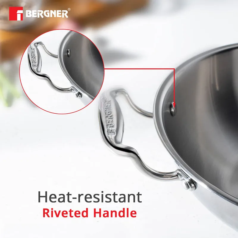 Bergner Argent Triply Kadhai With Lid - 2000 mL media 4