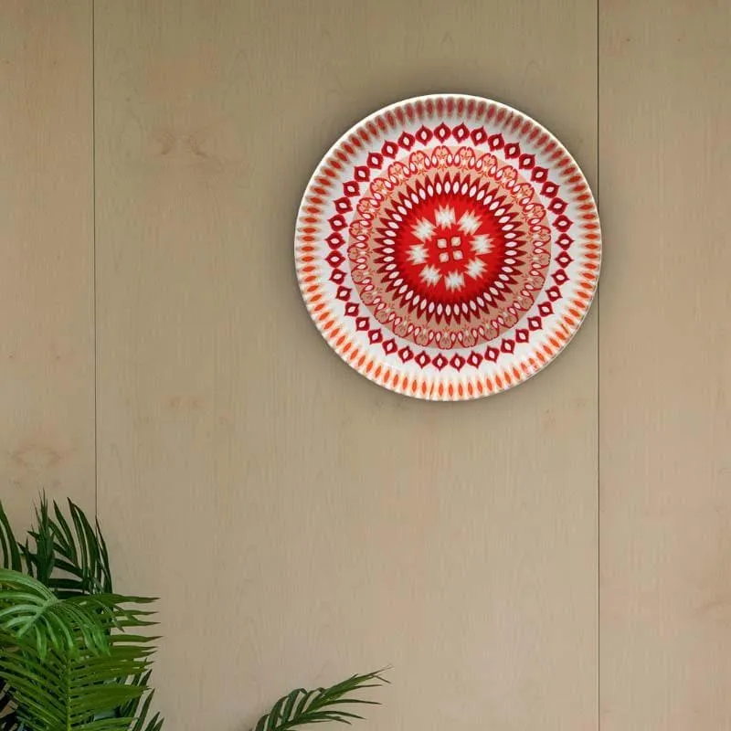 Dazzling Red Ikkat Decorative Plate media 5