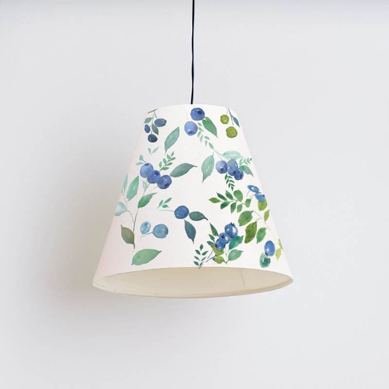 Blue Berry Blace Handpainted Fabric Ceiling Lamp media 5
