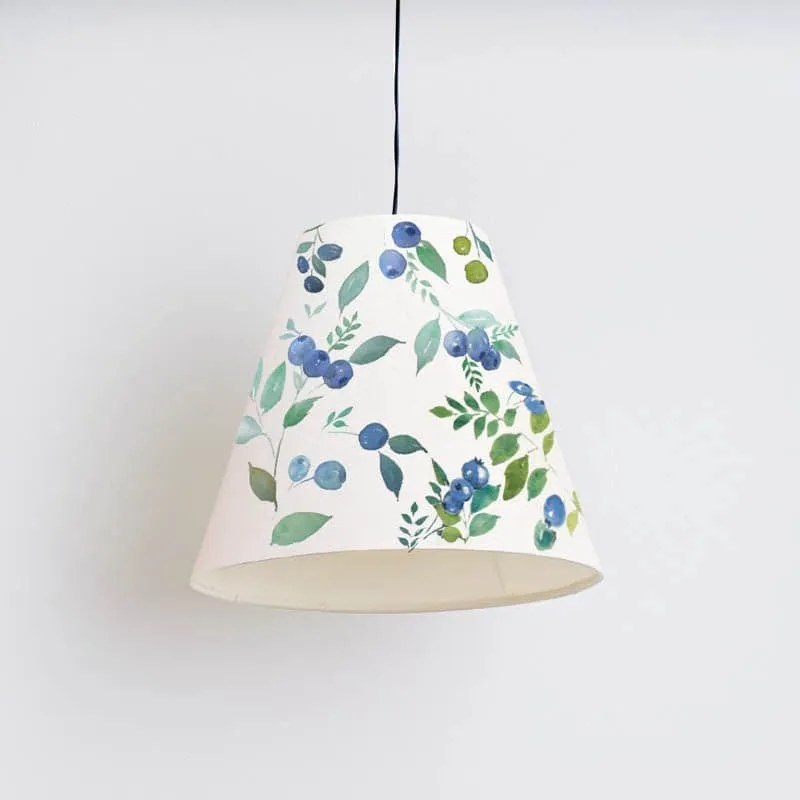 Blue Berry Blace Handpainted Fabric Ceiling Lamp media 5