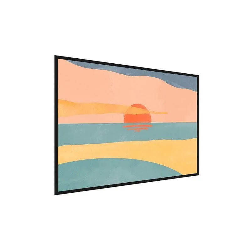 Watercolor Sunset Canvas Painting - Black Frame media 3