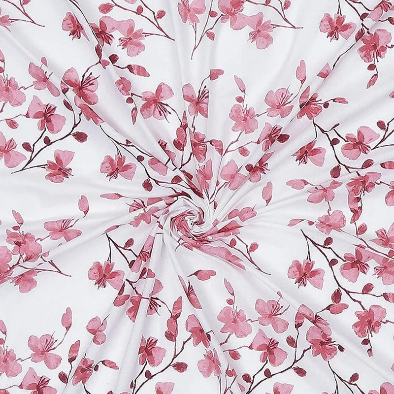 Monte Carlo Floraline Cotton Bedsheet (White,Maroon) - 104 TC media 10