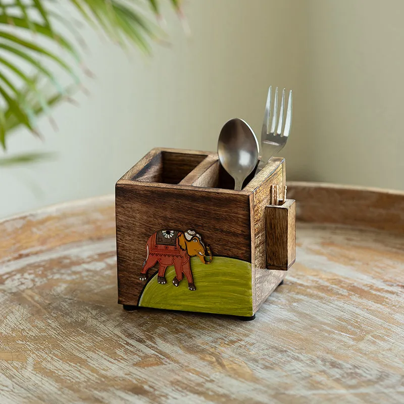 Ambari Mango Wood Cutlery Stand media 1