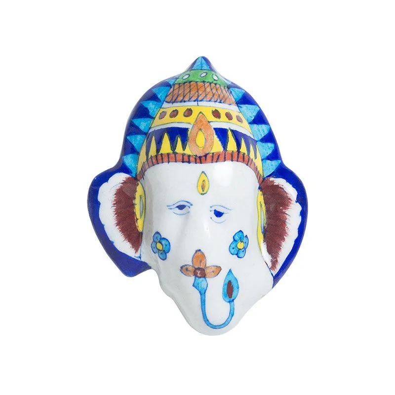 Ganesha Pottery Ceramic Wall Accent - Blue,White media 3