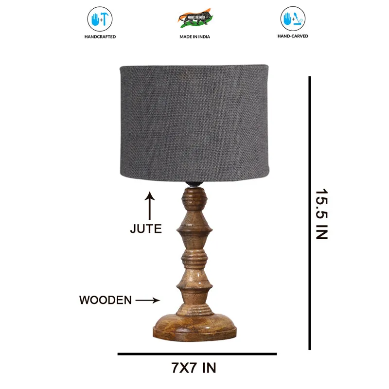 Sienna I Timber Wooden Table Lamp - Grey,Brown media 7