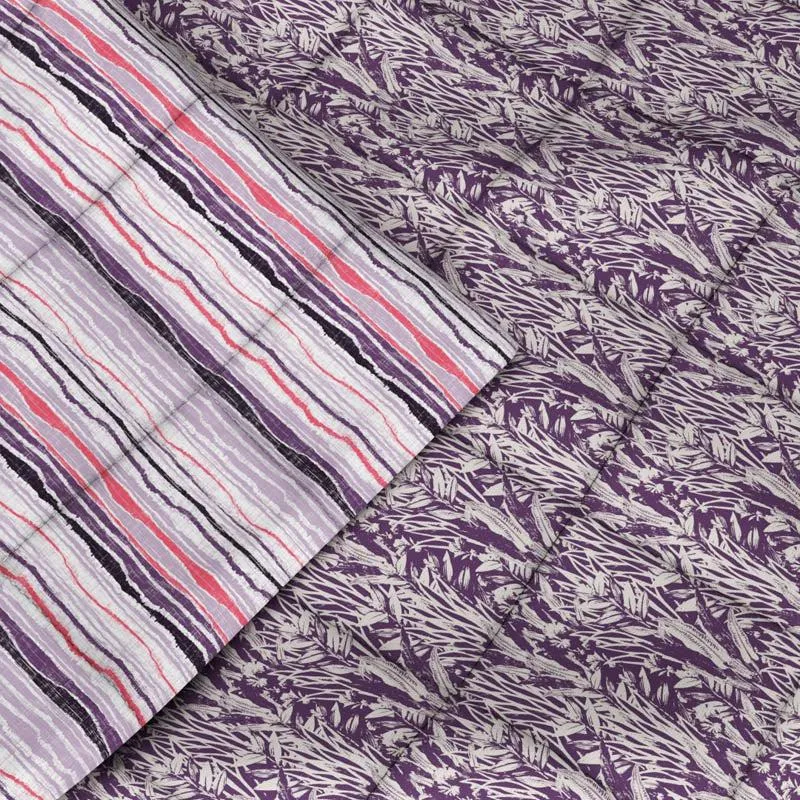 Arjia Floral Reversible Microfiber Comforter (Purple) - 120 GSM media 6