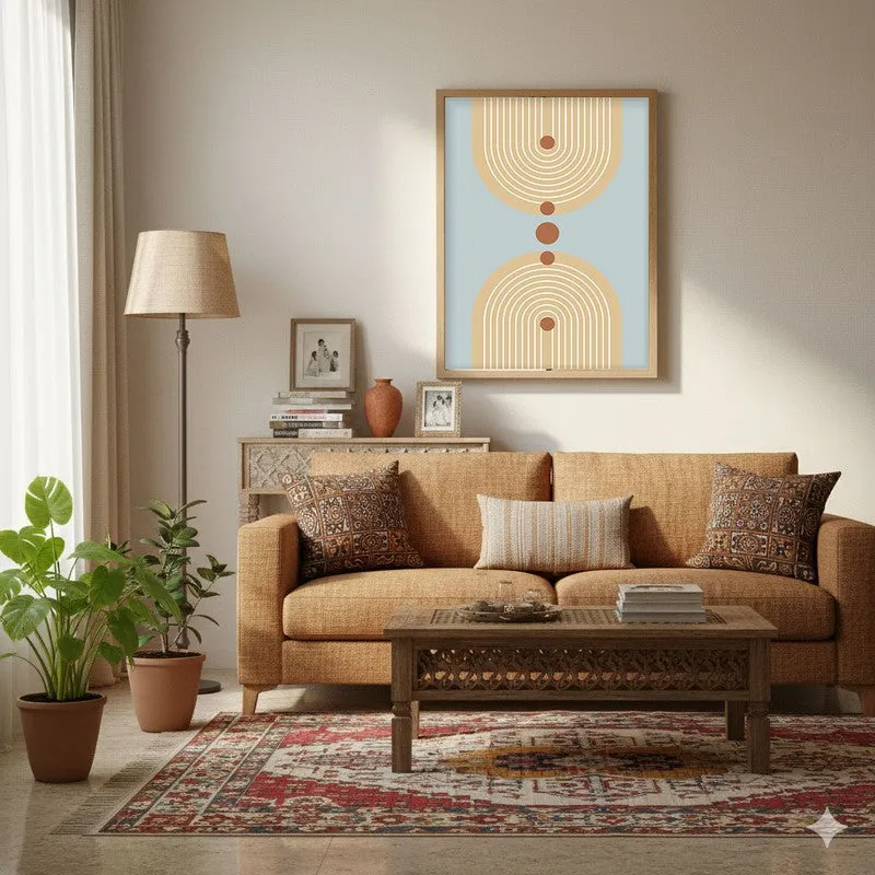 Balanced Sky Canvas Wall Painting With Brown Frame media 4