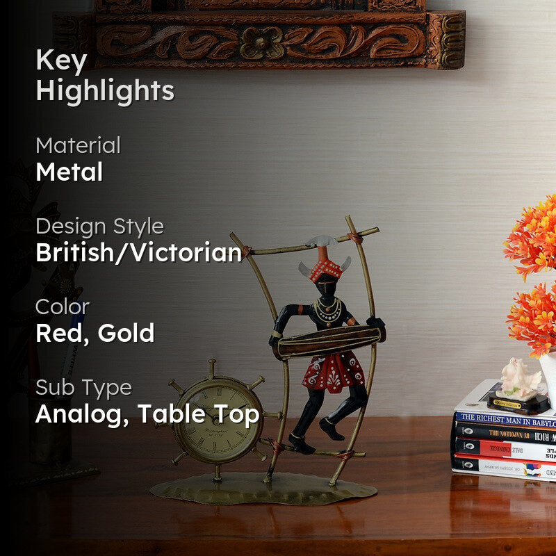 Tribal Lady Artistic Decor Metal Table Clock media 2