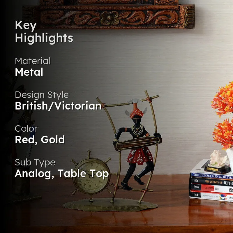 Tribal Lady Artistic Decor Metal Table Clock media 2