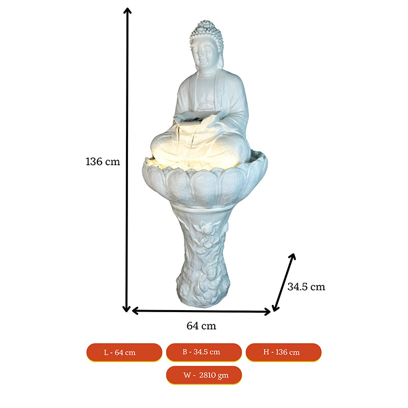 White Buddha Kamal Showpiece media 4
