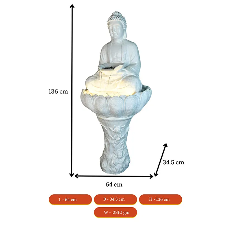 White Buddha Kamal Showpiece media 4