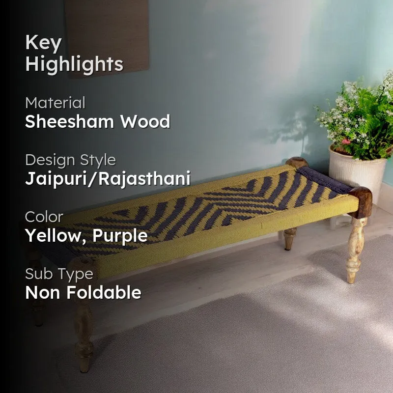 Calon Sheesham Wooden Bench - Yellow,Purple media 2